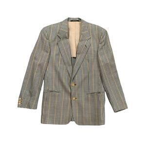 Vintage Daks London Blazer Mens 40 Beige Wool Houndstooth Sport Coat Notch 70s